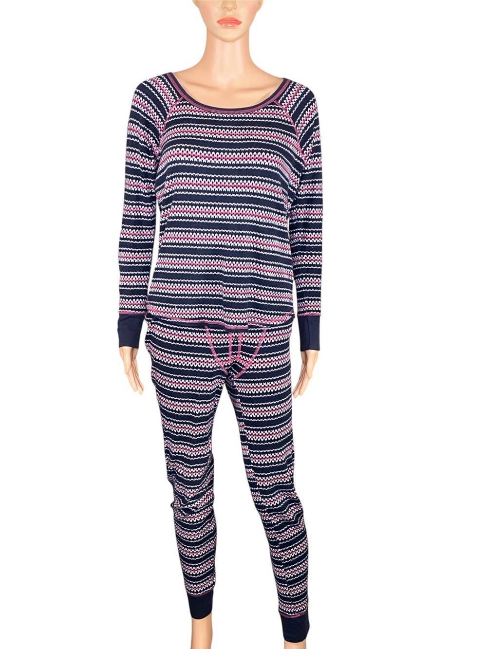 Victoria's Secret Thermal PJ Set Two Pieces Cozy Waffle Knit Lounge Wear SZ SM